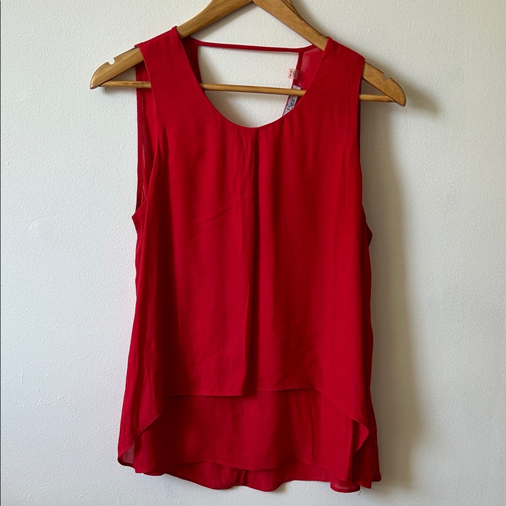 Women's Red Sleeveless Layered Tank Top Size M